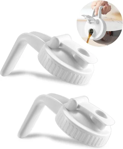 Miniatura 10 de Paquete de 2 tapas para frascos Mason de boca ancha en forma de V con asa, tapa con pico vertedor para frasco Mason con tapa abatible extendida, Rosa