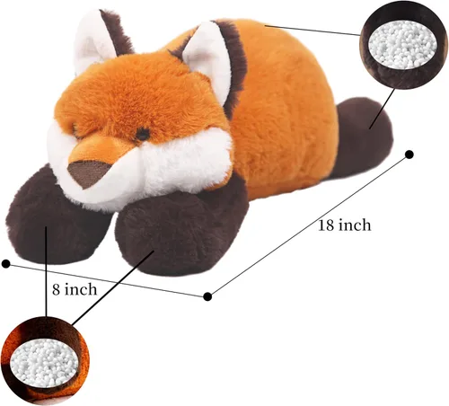 Miniatura 6 de ARELUX Animales de peluche de zorro rojo suave de 18 pulgadas: almohada de cuerpo de zorro de peluche linda y acogedora, juguetes de animales