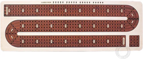 Miniatura 6 de House of Cribbage - Tabla de cuna continua con incrustaciones de madera de arce, madera de sangre, 4 pistas, espacio de almacenamiento separado