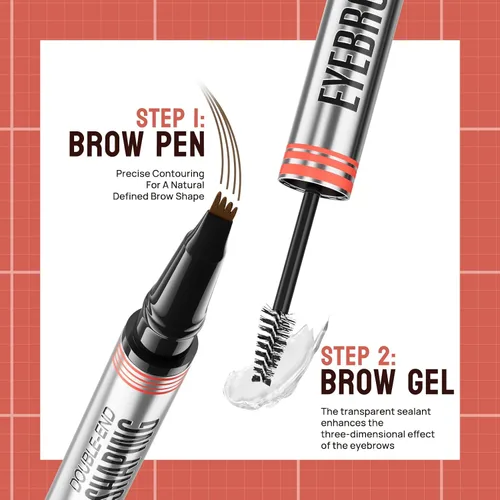 Miniatura 2 de Hilibrand 9705 - Lápiz de cejas y gel de cejas de doble punta 2 en 1, impermeable, resistente al sudor, de larga duración, 2# marrón oscuro