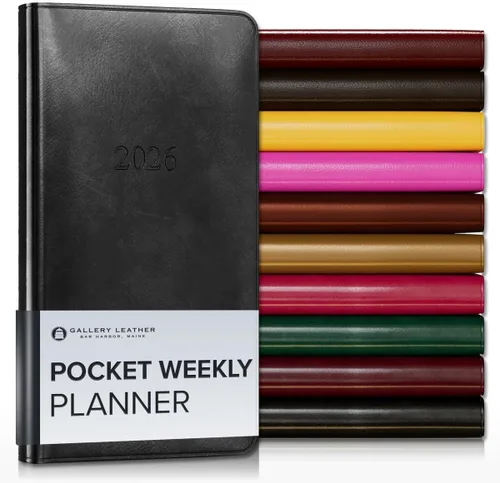 Miniatura 91 de Gallery Leather Agenda semanal y mensual grande 2025-2026, agenda y cuaderno con elegantes bordes de página dorados dorados, 12 meses, cactus Cactus