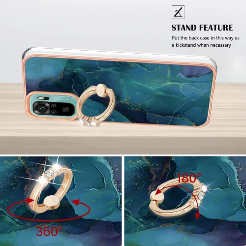 Miniatura 4 de XYX Funda compatible con Xiaomi Redmi Note 10s, TPU mármol a prueba de golpes, delgada, de cuerpo completo, funda protectora para teléfono con Verde