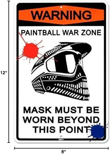 HomDeo Cartel de metal de hojalata de 8 x 12 pulgadas, póster novedoso para decoración de pared de interior de garaje, paintball