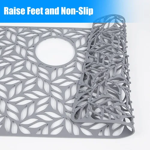 Miniatura 5 de Protectores de silicona para fregadero de cocina, 28.25 x 15.25 pulgadas, protectores de fregadero para parte inferior de porcelana de acero