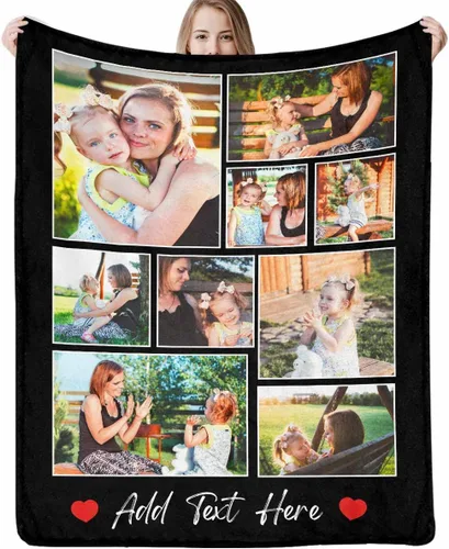 Miniatura 10 de Manta personalizada con texto y 14 fotos, manta familiar de Navidad personalizada para cumpleaños, San Valentín, regalos conmemorativos hecha