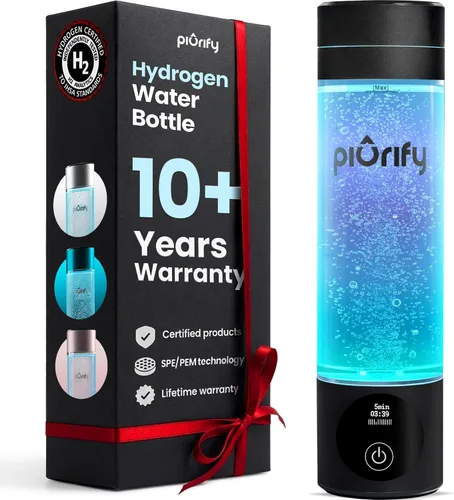 PIURIFY Generador de botella de agua de hidrógeno - Hasta 4100+ PPB - Tecnología SPE/PEM - Generador H2 certificado - Sistema portátil de