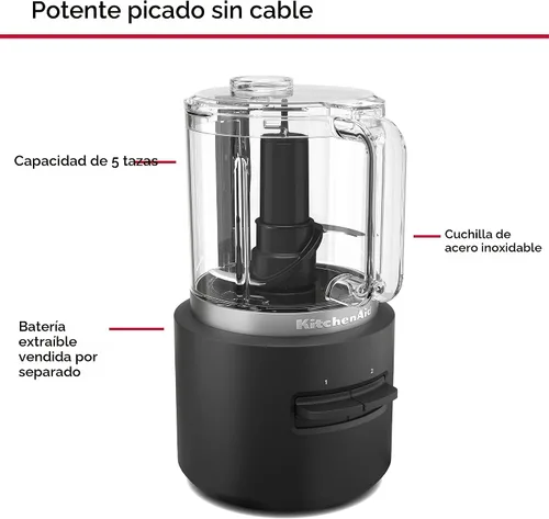 Miniatura 3 de KitchenAid Go™ - Picadora de alimentos inalámbrica - batería vendida por separado, KFCR500, Negro mate