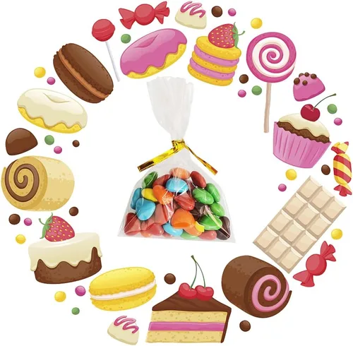 Miniatura 6 de 400 bolsas de celofán de 4 x 6 pulgadas, bolsas de regalo de Navidad, bolsas transparentes con 400 lazos giratorios para regalo de galletas de boda