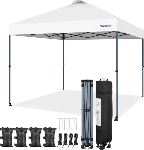Miniatura 9 de Yaheetech Tienda de campaña desplegable de 10 x 10 con 2 ruedas integradas para movilidad, resistente al agua y refugio solar instantáneo con bolsa
