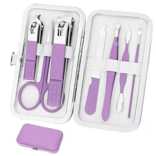 Miniatura 10 de Juego de cortaúñas profesional, kit de aseo de acero inoxidable, kit de manicura de viaje y pedicura, herramientas para el cuidado de uñas, kit