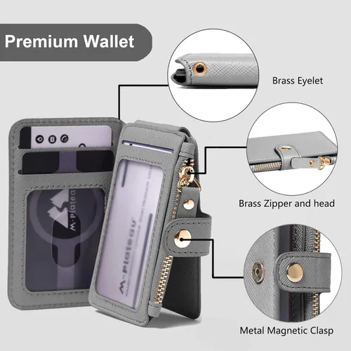 Miniatura 11 de Cartera con llavero, tarjetero con bloqueo RFID de piel, funda para tarjetas de crédito con cremallera para mujer