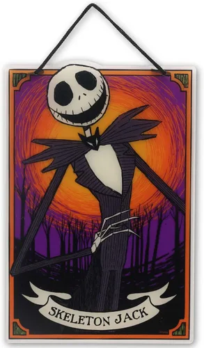 Miniatura 13 de Disney The Nightmare Before Christmas Jack Skellington - Decoración colgante de pared de madera, divertido letrero de Halloween para decoración