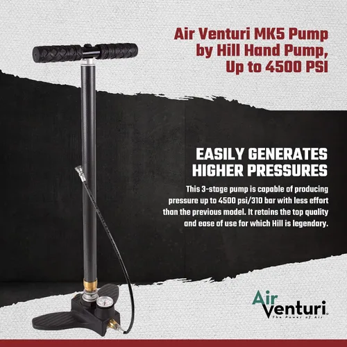 Miniatura 2 de Air Venturi Bomba MK5 de Hill, bomba manual de 4,500 psi para pistolas de aire PCP
