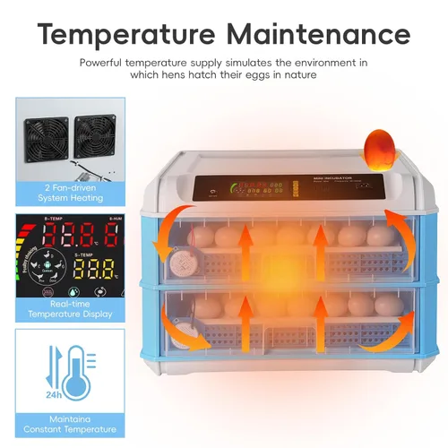 Miniatura 3 de Incubadora automática de 120 huevos, incubadora automática para incubar huevos, con girador automático de huevos, control de temperatura y humedad