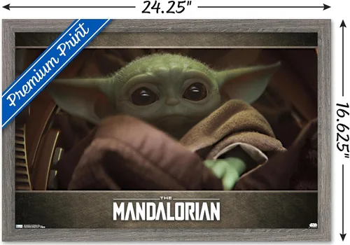 Miniatura 3 de Trends International Star Wars: The Mandalorian - Póster de pared de ojos, 14.725 x 22.375 pulgadas, versión enmarcada de madera de granero