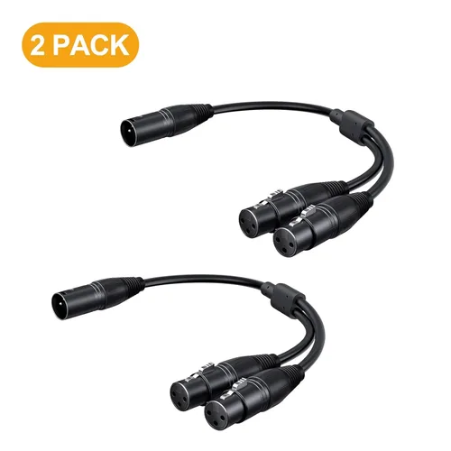 Miniatura 9 de CableCreation Divisor XLR equilibrado de 1 pie x 2 piezas, 2 x LR hembra a XL R macho, micrófono de 3 pines x L R Y cable de micrófono dividido 1