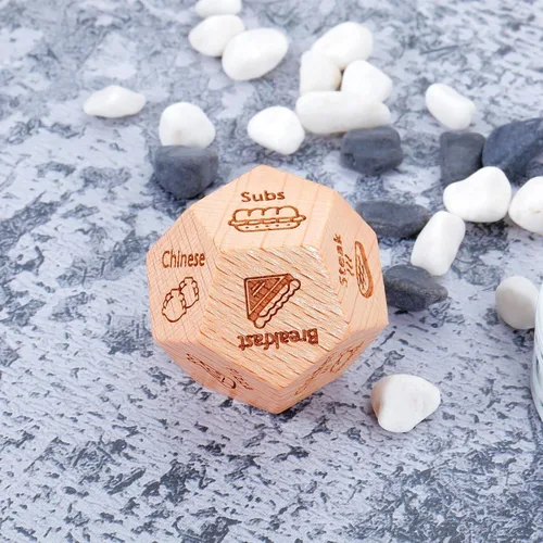 Miniatura 6 de Dados de madera para decisiones de alimentos para mujeres y hombres, regalos de cumpleaños de aniversario para novio, novia, dados divertidos
