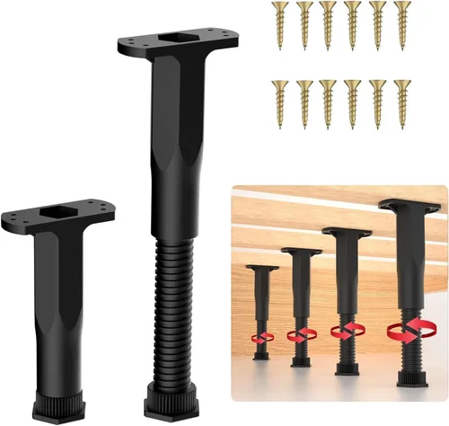Patas de soporte de cama de altura ajustable, soporte central telescópico resistente de 6.3 a 11 pulgadas para marco de cama hundido, elevador de