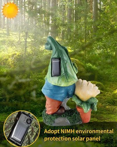 Miniatura 5 de iStatue Figuras solares grandes de gnomo de jardín, estatua pintada a mano de 12 pulgadas de alto para decoración de patio al aire libre, adornos