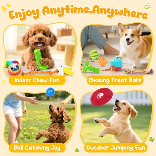 Miniatura 3 de KIPRITII Juego de 25 juguetes para perros, ideal para dentición, entretenimiento y juego interactivo, incluye juguetes para cachorros, juguetes