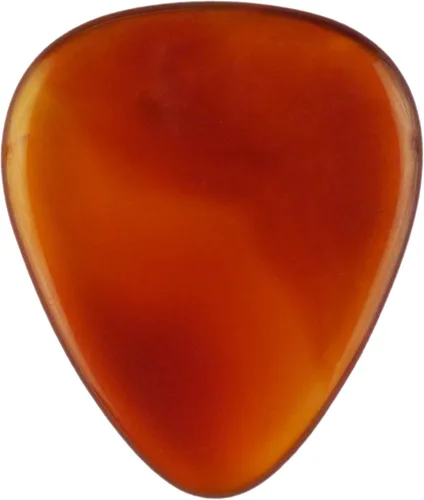 Miniatura 66 de Púa de guitarra o bajo de Obsidiana de Caoba en vidrio volcánico - 3.0 mm de calibre ultra pesado - Forma 351 - Púa exótica artesanal de gema