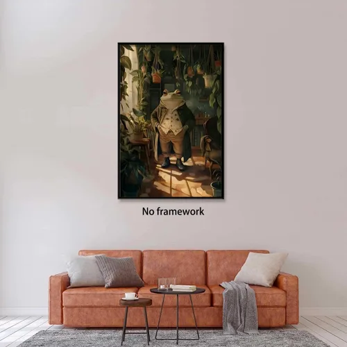 Miniatura 4 de Póster vintage de rana botánica retro, arte de pared de animales para amantes de las plantas, impresión humorística victoriana de rana caballero