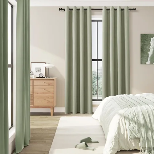 Miniatura 74 de Cream Linen Blackout Curtains 96 Length 2 Panels Set for Living Room Bedroom, 100% Black Out Thermal Insulated Linen Drapes, Room Darkening Grommet