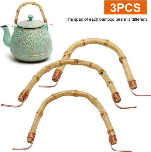 Miniatura 6 de 3 piezas de repuesto de mango de tetera de bambú, mango de madera hecho a mano para teteras de cerámica china, tetera japonesa con cable, accesorios