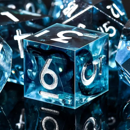 Miniatura 15 de AUSTOR Juego de dados DND de 7 troqueles de resina de borde afilado, dados poliédricos hechos a mano para juegos de mesa Dungeons and Dragons RPG