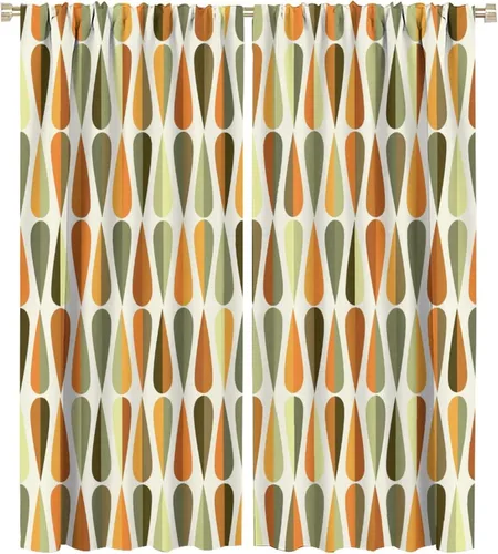 Miniatura 39 de Cortinas opacas de arte abstracto de mediados de siglo para dormitorio, cortinas modernas de estilo bohemio con hojas geométricas florales, cortinas