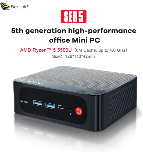 Miniatura 2 de Beelink Mini PC SER5, AMD Ryzen 5 5500U (hasta 4.0 GHz) 6C/12T, mini computadora de 32 GB DDR4 RAM 500 GB NVMe SSD, mini computadora de escritorio
