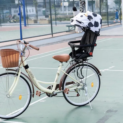 Miniatura 6 de Asiento trasero de bicicleta para niños con respaldo grueso, asiento trasero de bicicleta para niños de 2 a 8 años, talla única (negro, a)