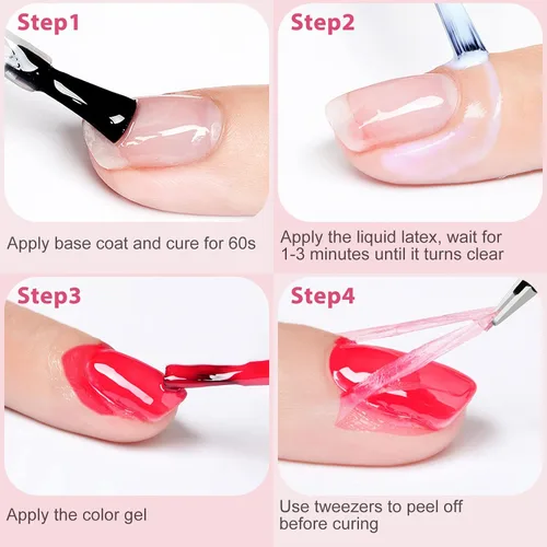 Miniatura 6 de DRMODE Látex líquido para uñas, cinta de látex para uñas, barrera de esmalte de uñas de secado rápido, protector de cutículas de uñas para estampado