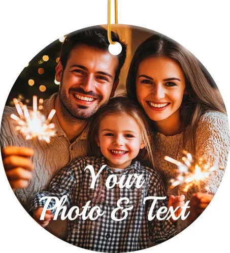 Miniatura 8 de Adornos personalizados para la primera Navidad del bebé, adornos colgantes de cerámica con foto de bebé, regalo de recuerdo para bebé recién nacido