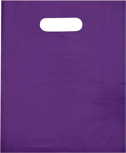 Miniatura 14 de Bolsas de compras de plástico con asas troqueladas de 9x12, negras, 100/cs – Bolsas marca directa