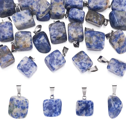 Miniatura 13 de Beadthoven - 24 dijes de piedras preciosas irregulares naturales, piedras curativas mixtas, chakras, reiki, pepita, piedras preciosas para hacer