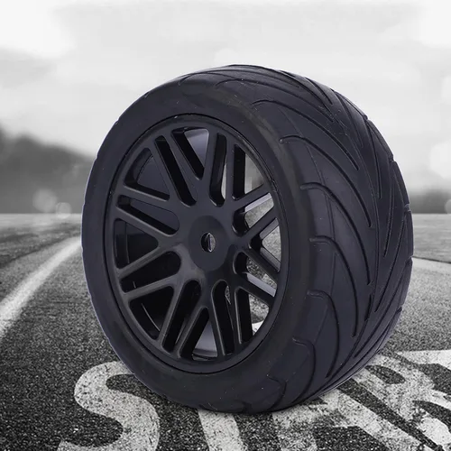 Miniatura 5 de Tbest Ruedas todoterreno, universales a escala 1/10, 3.346 in, neumáticos negros duraderos para aficionados a control remoto, carreras de rally