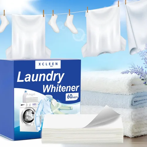 Miniatura 7 de Xcleen Hojas blanqueadoras de lavandería, 60 unidades, sin cloro, sin fragancia, blanqueador para ropa blanca, seguras para usar en todas