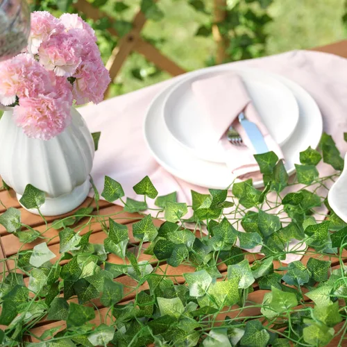 Miniatura 7 de CQURE Paquete de 12 Guirnaldas de Hiedra Artificial de 84 Pies, Enredaderas Falsas Resistentes a los Rayos UV, Hojas de Vegetación, Plantas Falsas