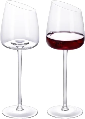 Miniatura 17 de KAMMAK Juego de 2 copas de vino de 11.49 onzas, de cristal soplado a mano, borde fino y tallo largo, perfectas para rojo y blanco, uso diario