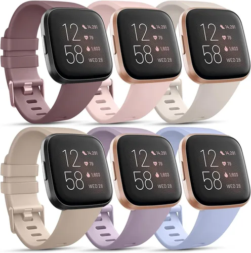 Miniatura 8 de Paquete de 6 correas deportivas compatibles con Fitbit Versa 2 / Fitbit Versa / Versa Lite / Versa SE, correas de repuesto clásicas de silicona