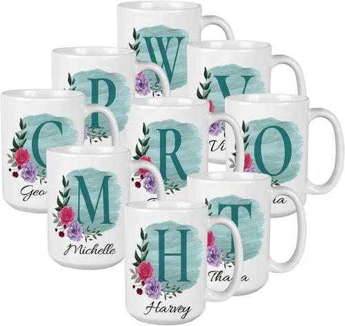 Miniatura 14 de Taza de café personalizada para tus amigos y familiares con inicial y nombre, regalo para todas las ocasiones, cumpleaños, Navidad, regalo de Acción