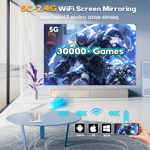 Miniatura 2 de Proyector y juego P30 Max con 2 controladores inalámbricos, consola de videojuegos con juegos retro, más de 15000 juegos, 4k Smart Plus HD Auto