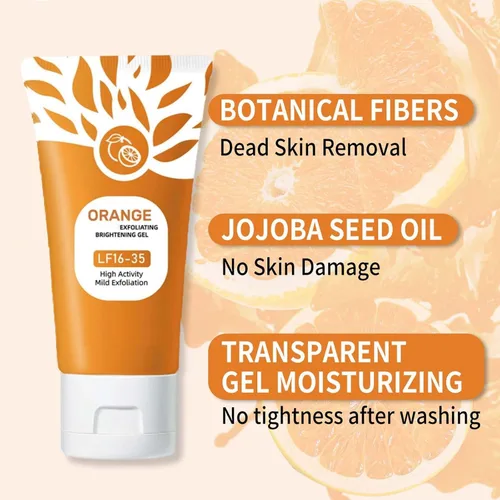 Miniatura 4 de Gel exfoliante naranja para cara y cuerpo - Exfoliante enzimático suave con extracto de naranja natural, exfoliante facial hidratante para todo tipo