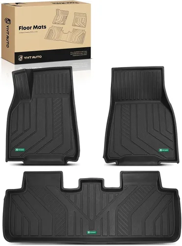YHTAUTO Alfombrillas de Coche de Ajuste Personalizado para Tesla Model Y 2025-2020 (5 Asientos), No para Juniper, 1ª y 2ª Fila Alfombrillas de Coche
