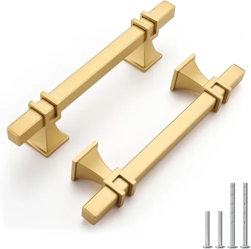 Miniatura 19 de Haliwu Paquete de 5 tiradores de gabinete con barra en T negra y dorada de 3 pulgadas, tiradores de puerta para armarios de cocina, manijas de zinc