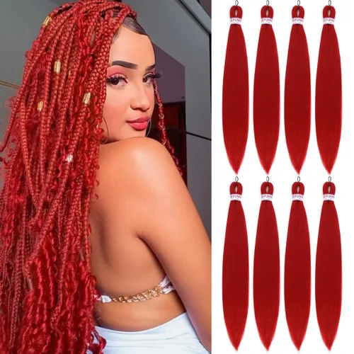 Miniatura 23 de BEFUNNY Cabello para Trenzar, Cabello para Trenzar Pre-Estirado, 24 Pulgadas 8 Paquetes Cabello Preestirado Ombré para Trenzas de Caja de Crochet