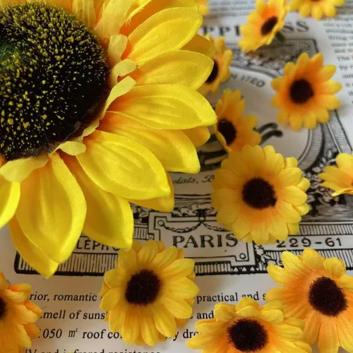 Miniatura 3 de UKELER Girasoles artificiales amarillos de 23 pulgadas de altura, flores falsas hechas a mano con tallos de girasoles para decoración de bodas