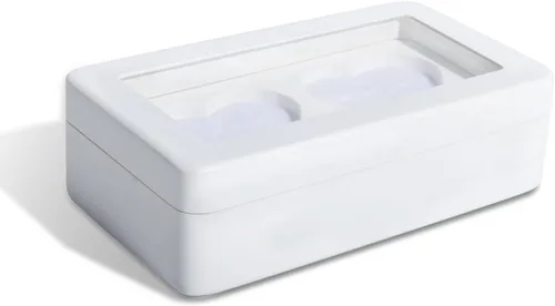 Miniatura 4 de Caja de anillos para ceremonia de boda, soporte de madera blanca con doble corazón para boda y compromiso (rectángulo blanco)