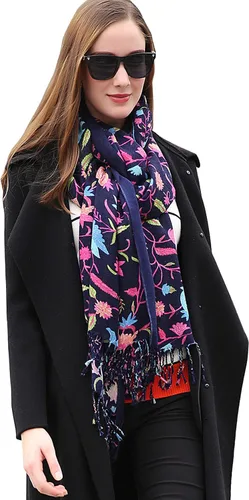 Miniatura 182 de DANA XU Manta de pashmina extragrande 100% de lana merina, bufanda de viaje, bufanda de cachemira para mujer, otoño e invierno, chal de gran